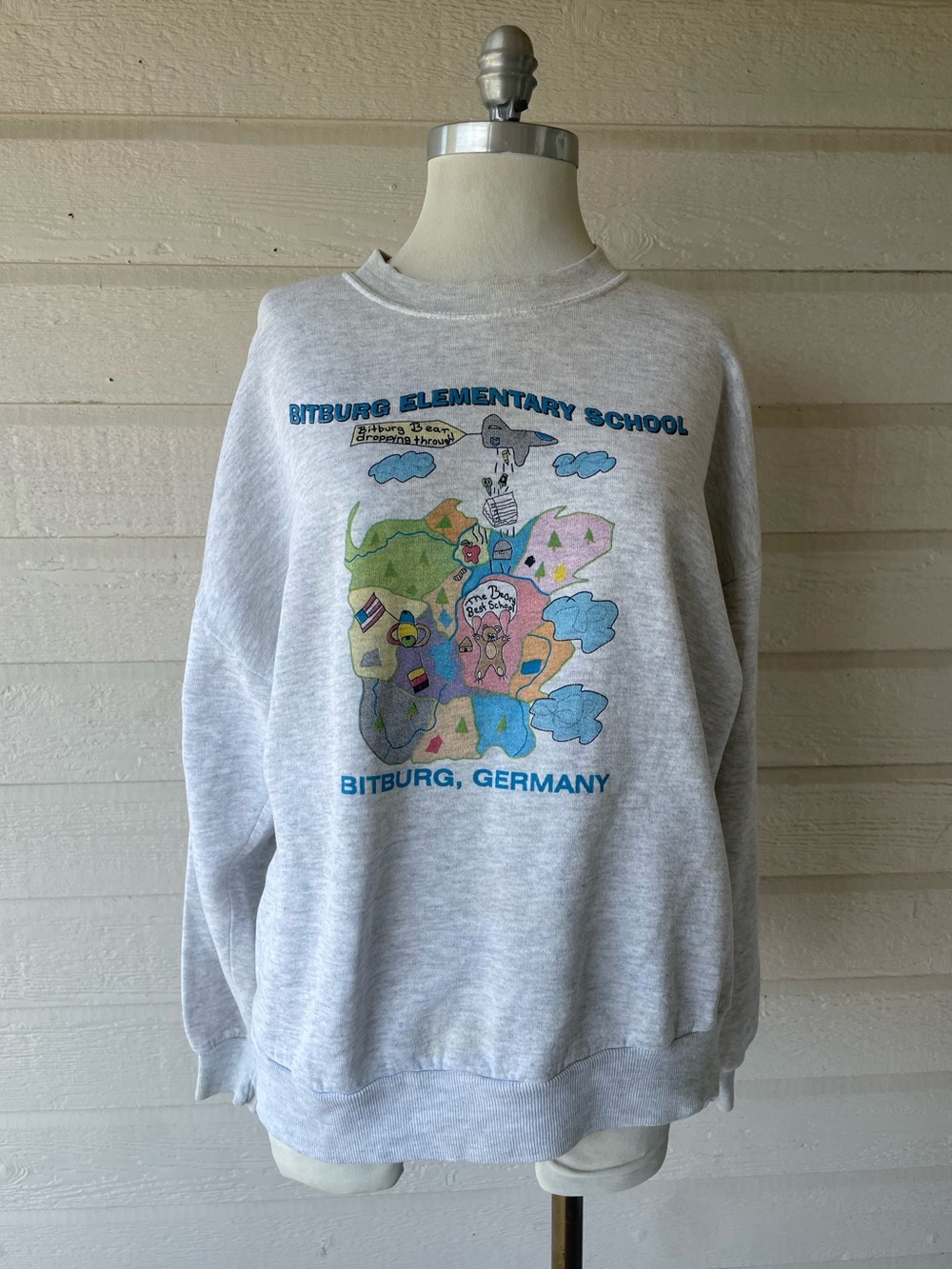 Vintage Bitburg Elementary School Gray Graphic Sweatshirt | Jerzees Activewear